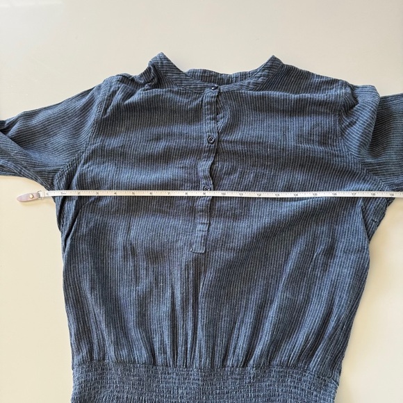 RAILS-Juliette Salem Stripe-Blue-Linen Blend-Tunic-Mini-Ruffle-Dress-Size S - Picture 6 of 14